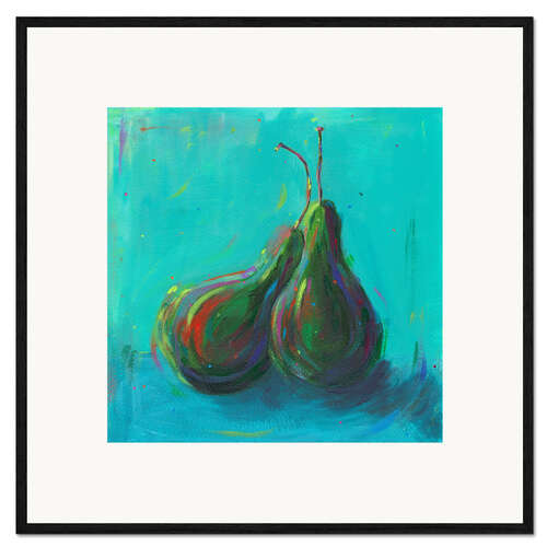 Impresión de arte enmarcada Pear on Turqouise