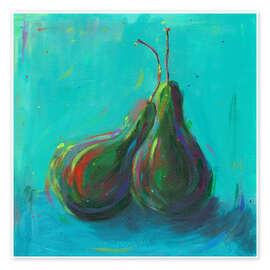 Wall print Pear on Turqouise - Dawn Underwood