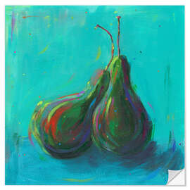 Sticker mural Pear on Turqouise - Dawn Underwood