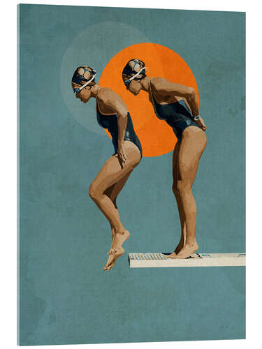 Tableau en verre acrylique Swimmer in sequence