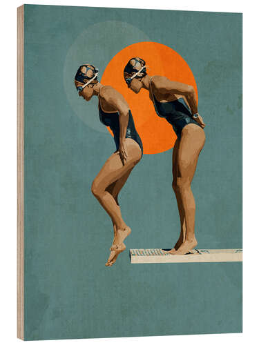 Tableau en bois Swimmer in sequence