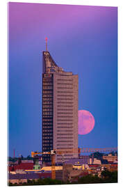Tableau en verre acrylique University giant in Leipzig with full moon - Martin Wasilewski