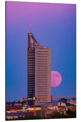 Alubild Uni-Riese in Leipzig mit Vollmond