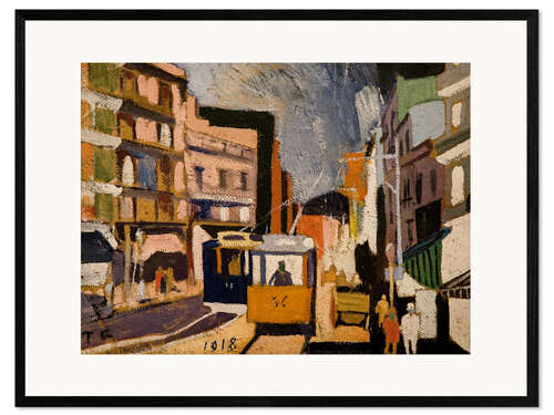 Impresión de arte enmarcada Paisaje de ciudad, 1918