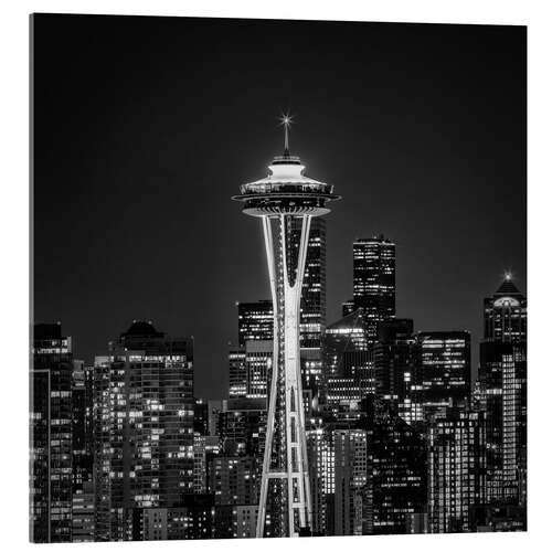 Cuadro de metacrilato Seattle skyline at night
