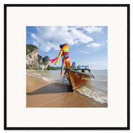 Framed art print Longtail Boot am Tonsai Strand, Thailand