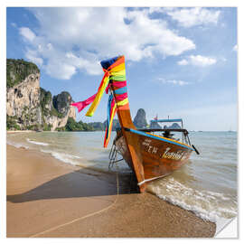 Vinilo para la pared Longtail Boot am Tonsai Strand, Thailand