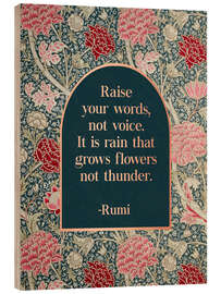 Wood print Raise Your Words - Rumi's quote - Mod Pop Deco
