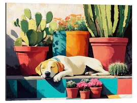 Magnettafel Schlafender Hund auf einer sonnigen Terrasse