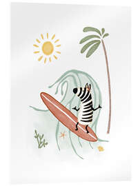 Tableau en verre acrylique Zebra Girl Surfing - Urchin Bay