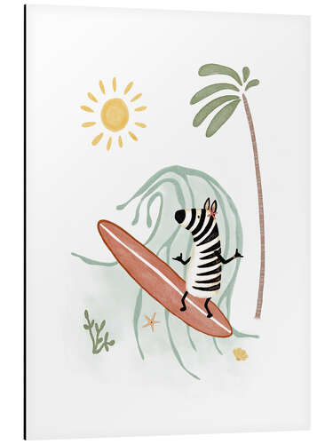 Aluminium print Zebra Girl Surfing