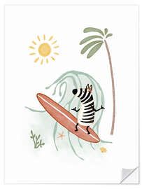 Vinilo para la pared Zebra Girl Surfing - Urchin Bay