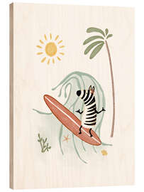 Obraz na drewnie Zebra Girl Surfing - Urchin Bay