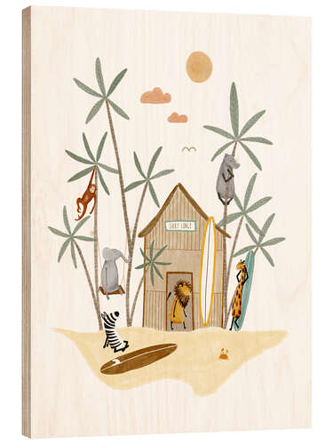 Cuadro de madera Surf Lodge Animals