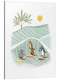 Aluminium print Elephant, giraffe and zebra surfing - Urchin Bay