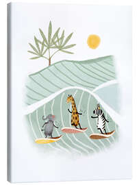 Quadro em tela Elephant, giraffe and zebra surfing - Urchin Bay