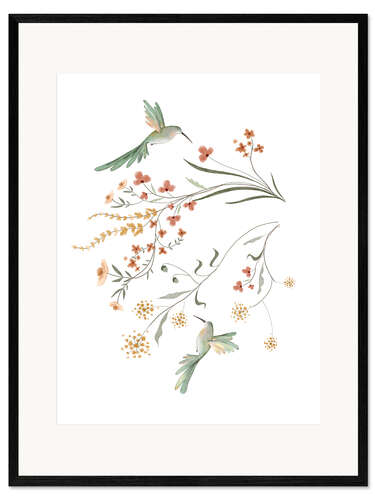 Impresión de arte enmarcada Hummingbird Watercolor