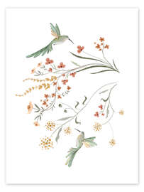 Wall print Hummingbird Watercolor - Urchin Bay