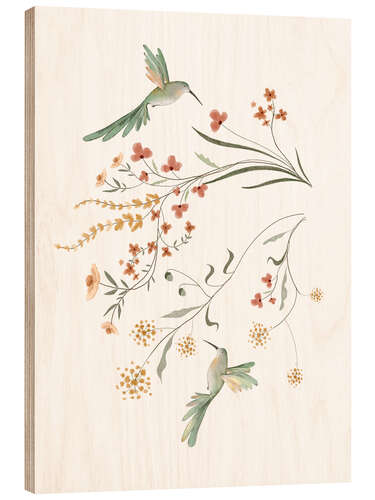 Cuadro de madera Hummingbird Watercolor