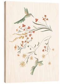 Cuadro de madera Hummingbird Watercolor - Urchin Bay