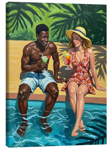 Canvas print Drinks by the pool