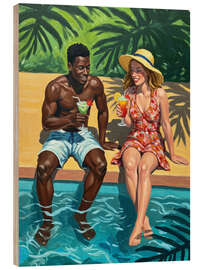 Obraz na drewnie Drinks by the pool - Felipe Hora