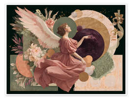 Wall print Angelic journey between planets and flowers - Niphion