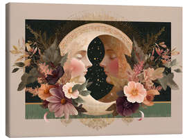 Tableau sur toile Gemini Moon - Mirror of the soul in the floral cosmos - Niphion