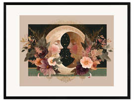 Impresión de arte enmarcada Gemini Moon - Mirror of the soul in the floral cosmos - Niphion