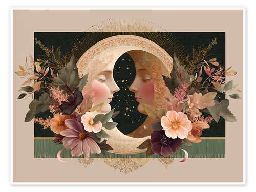 Poster Zwillingsmond - Spiegel der Seelen im floralen Kosmos