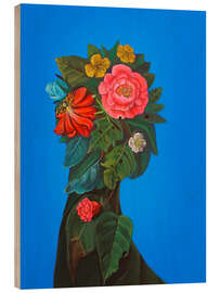Cuadro de madera Botanical portrait with peony - Natasha Lelenco