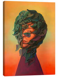 Canvas print Portrait veiled in leaves with ants - Natasha Lelenco