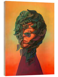 Cuadro de madera Portrait veiled in leaves with ants - Natasha Lelenco
