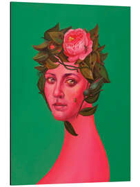 Alubild Madonna-artiges Porträt mit Rosenkrone und Spinne - Natasha Lelenco