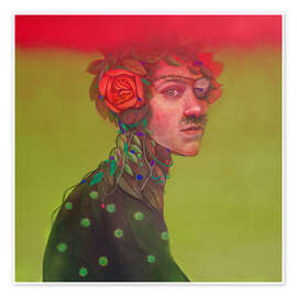 Obraz Masked Portrait with Roses and Vines - Natasha Lelenco