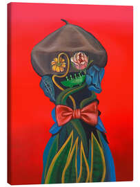 Canvas print Anthropomorphic figure with red bow and toy boat - Natasha Lelenco