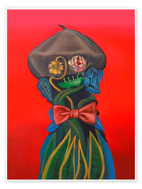 Obraz Anthropomorphic figure with red bow and toy boat - Natasha Lelenco
