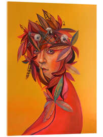 Acrylic print Portrait with Autumn Leaves and Dandelions - Natasha Lelenco