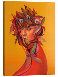 Lienzo Portrait with Autumn Leaves and Dandelions - Natasha Lelenco