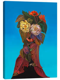 Quadro em tela Botanical Silhouette of Flowers and Snails - Natasha Lelenco