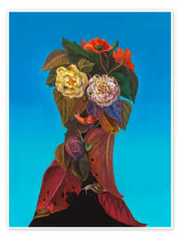 Wall print Botanical Silhouette of Flowers and Snails - Natasha Lelenco
