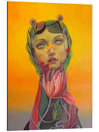 Obraz na aluminium Surreal Botanical Portrait with Tulip and Leaves - Natasha Lelenco