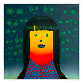 Billede Minimalist Female Face and Floral Background - Natasha Lelenco
