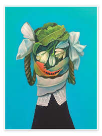 Obraz Portrait of Leaves and Flowers with Watermelon Smile - Natasha Lelenco