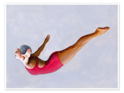 Póster Swan Diver in Red