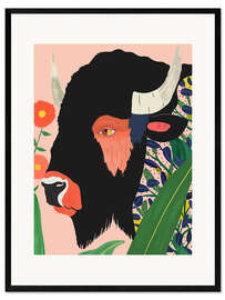 Gerahmter Kunstdruck Blumenbison