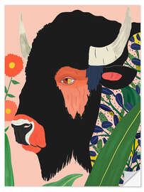 Wandsticker Blumenbison