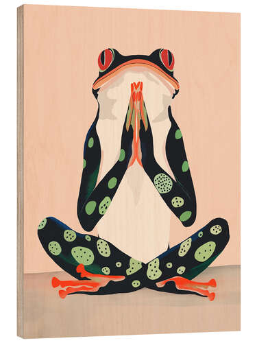 Holzbild Yoga-Frosch