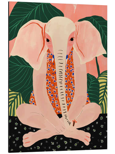 Alubild Yoga meditierender Elefant