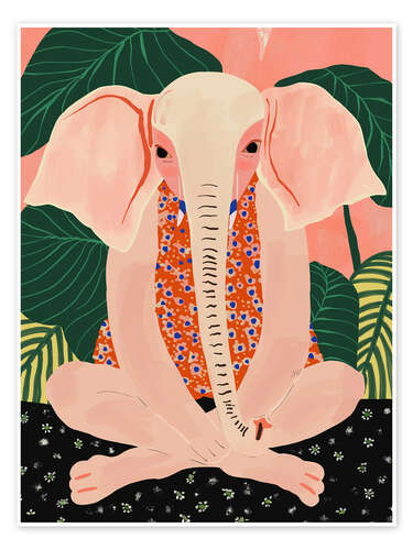 Plakat Yoga Meditating Elephant